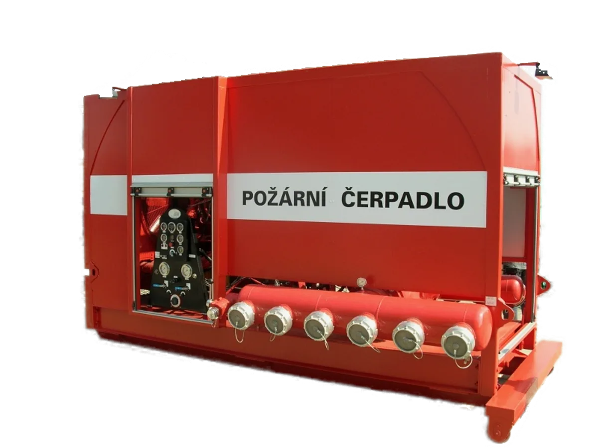 Požární čerpadlo — hákový kontejner